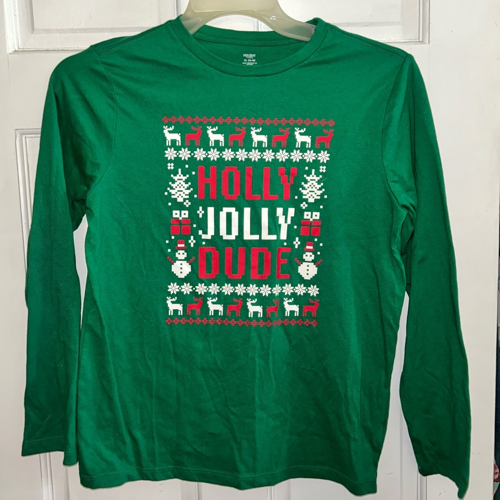 Green 'Holly Jolly Dude' Long Sleeve Shirt